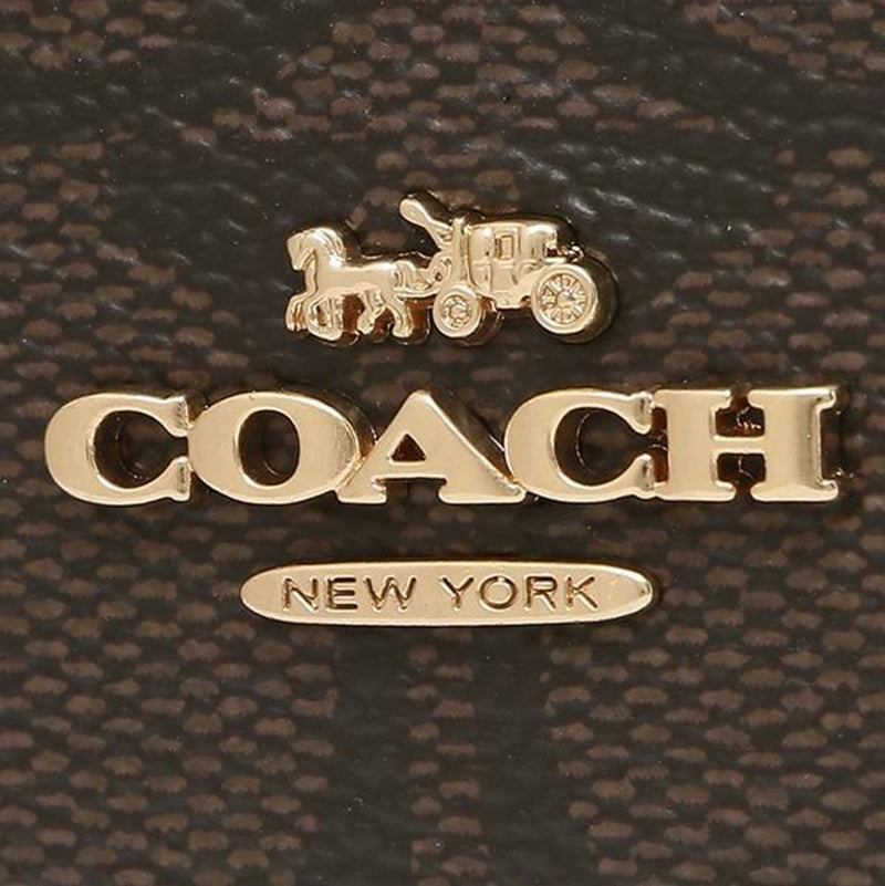 Coach Mini Skinny Id Case In Signature Canvas Brown 1941 Red 88208