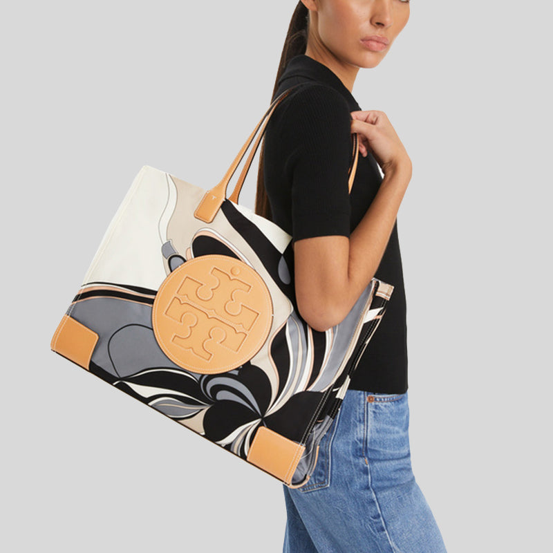 TORY BURCH Ella Tulip Printed Tote Bag Natural Multi 88237