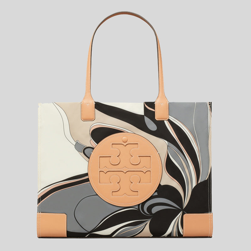 TORY BURCH Ella Tulip Printed Tote Bag Natural Multi 88237