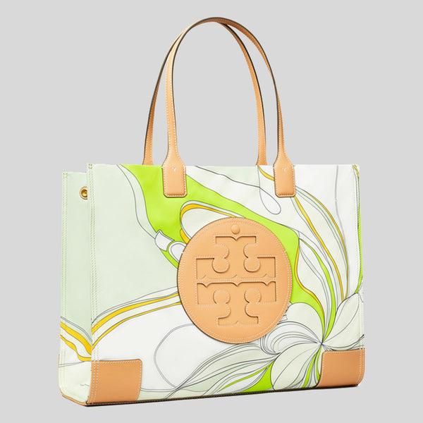 TORY BURCH Ella Tulip Printed Tote Bag Green Multi 88237