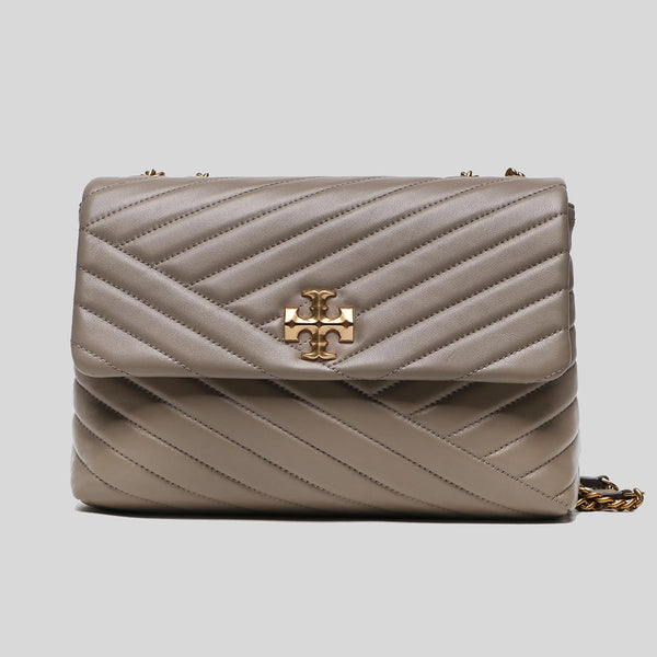 TORY BURCH Kira Chevron Convertible Shoulder Bag Gray Heron 90446