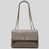 TORY BURCH Kira Chevron Convertible Shoulder Bag Gray Heron 90446