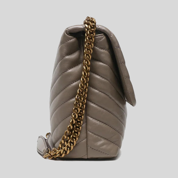 TORY BURCH Kira Chevron Convertible Shoulder Bag Gray Heron 90446