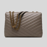 TORY BURCH Kira Chevron Convertible Shoulder Bag Gray Heron 90446