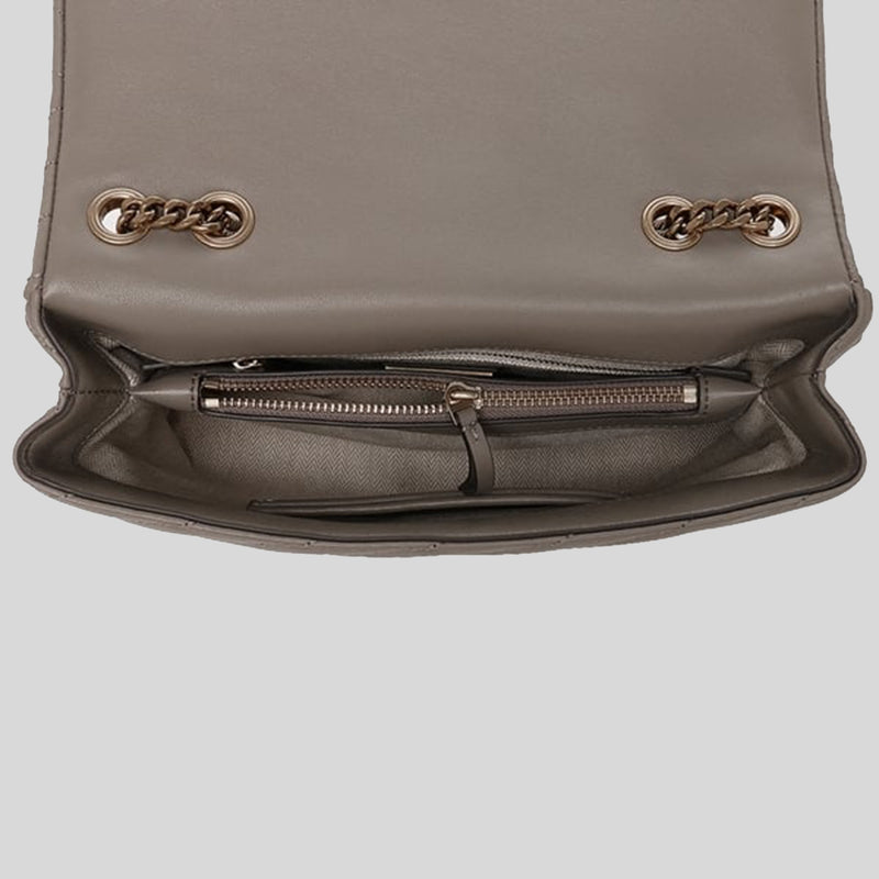 TORY BURCH Kira Chevron Convertible Shoulder Bag Gray Heron 90446