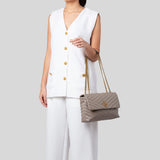 TORY BURCH Kira Chevron Convertible Shoulder Bag Gray Heron 90446