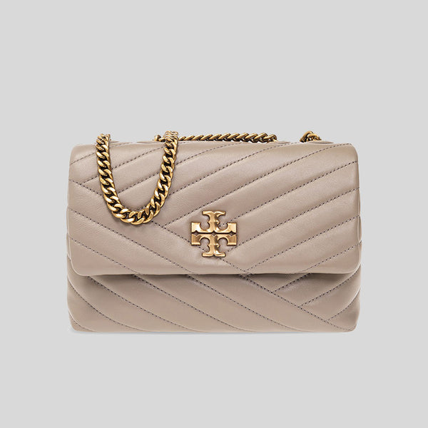 TORY BURCH Kira Small Chevron Convertible Shoulder Bag Gray Heron 90452 lussocitta lusso citta amazon shopee lazada zalora