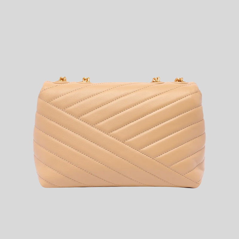 TORY BURCH Kira Small Chevron Convertible Shoulder Bag Desert Dune 90452