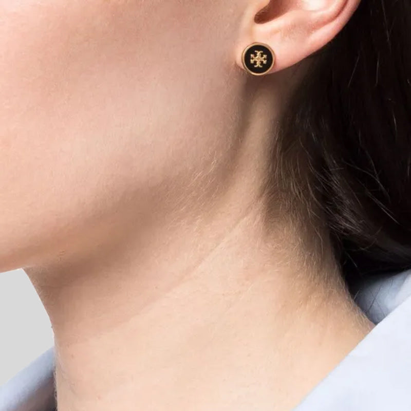 TORY BURCH Kira Enamel Stud Earring Black 90547