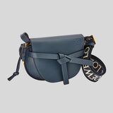 LOEWE Mini Gate Dual Bag In Soft Calfskin And Jacquard Onyx Blue A650N46X13