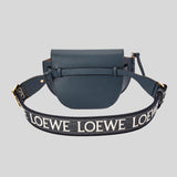 LOEWE Mini Gate Dual Bag In Soft Calfskin And Jacquard Onyx Blue A650N46X13