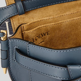 LOEWE Mini Gate Dual Bag In Soft Calfskin And Jacquard Onyx Blue A650N46X13