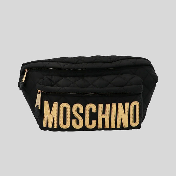 Moschino Quilted Nylon Logo Belt Bag Black B77018201 lussocitta lusso citta