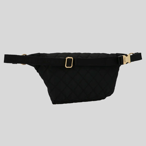 Moschino Quilted Nylon Logo Belt Bag Black B7701
