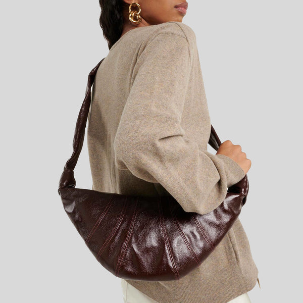 LEMAIRE Medium Croissant Bag Coated Cotton Chocolate Fondant BG0001LF1329