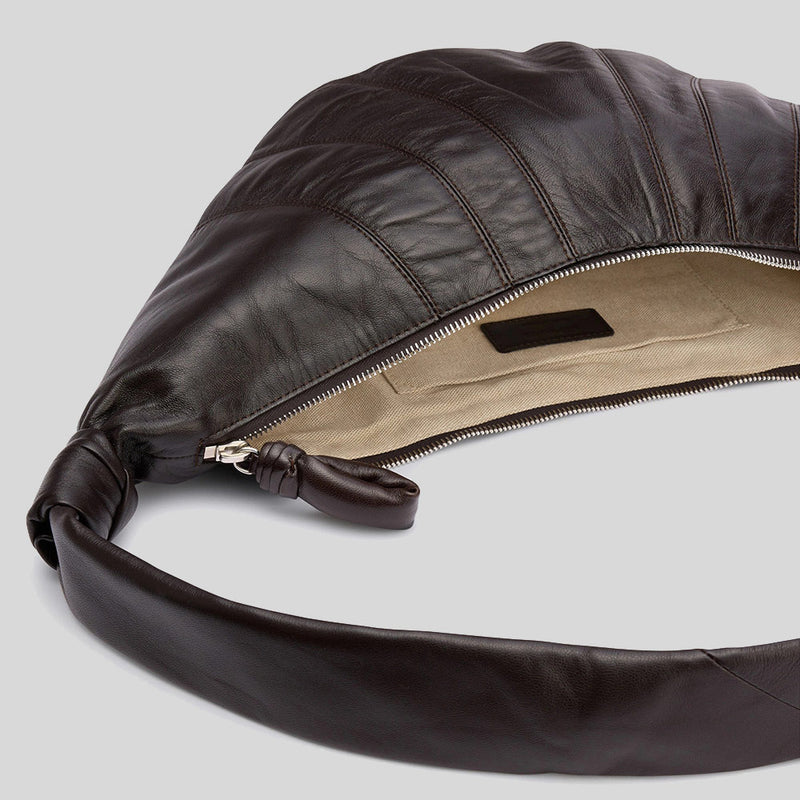 LEMAIRE Medium Croissant Bag Soft Nappa Leather Dark Chocolate BG0001LL095
