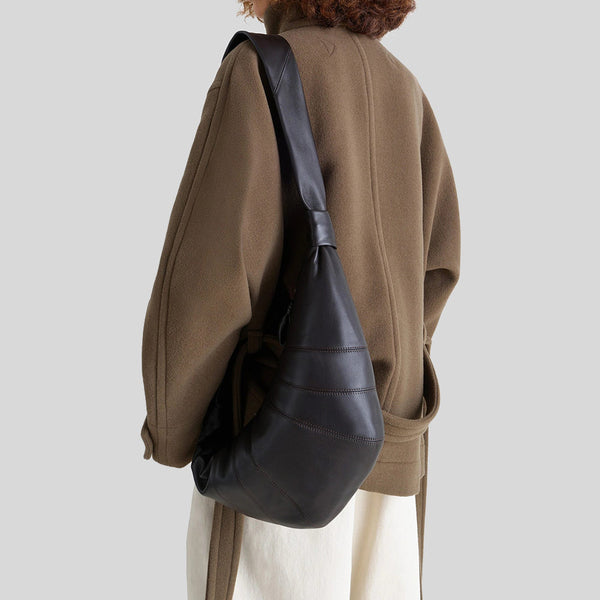 LEMAIRE Medium Croissant Bag Soft Nappa Leather Dark Chocolate BG0001LL095
