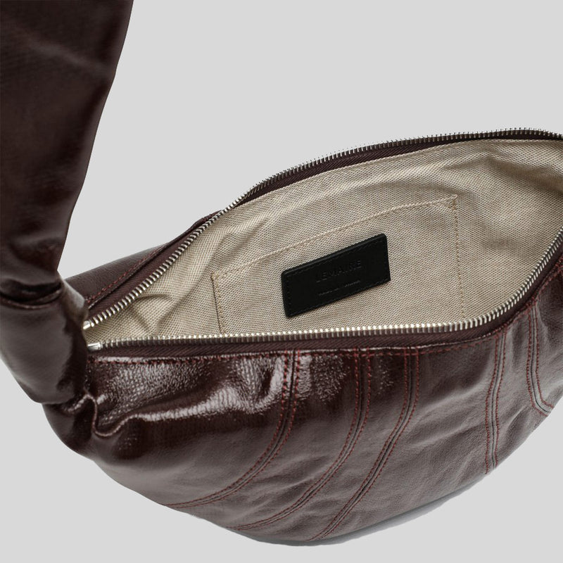 LEMAIRE Small Croissant Bag Coated Cotton Chocolate Fondant BG0003LF1329