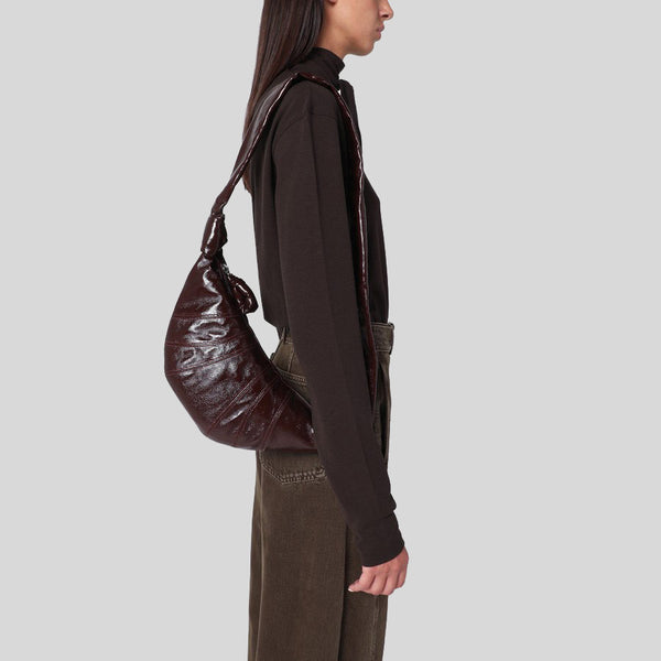 LEMAIRE Small Croissant Bag Coated Cotton Chocolate Fondant BG0003LF1329