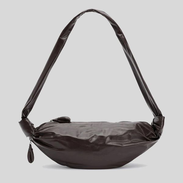 LEMAIRE Small Soft Croissant Bag Paper Leather Dark Chocolate BG0092LL0028 lussocitta lusso citta