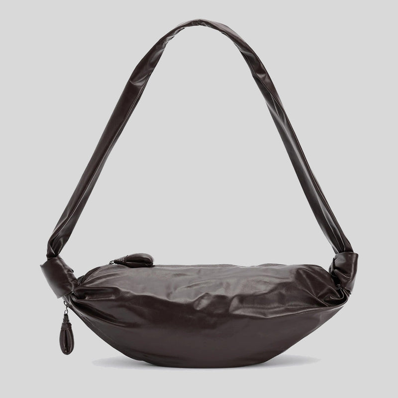 LEMAIRE Small Soft Croissant Bag Paper Leather Dark Chocolate BG0092LL0028 lussocitta lusso citta