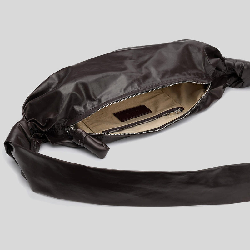 LEMAIRE Small Soft Croissant Bag Paper Leather Dark Chocolate BG0092LL0028
