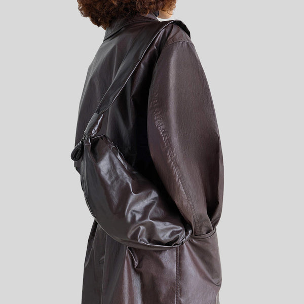 LEMAIRE Small Soft Croissant Bag Paper Leather Dark Chocolate BG0092LL0028
