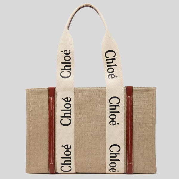 Chloe Small Woody Medium Tote Bag White Brown CHC22AS383I2690U lussocitta lusso citta