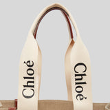 CHLOE Woody Medium Tote Bag White Brown CHC22AS383I2690U