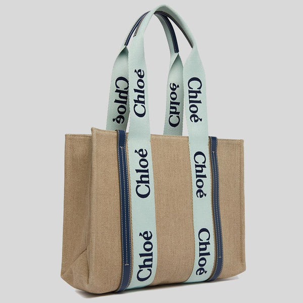 Chloe Woody Medium Tote Bag Green Blue CHC23AS383L1797S