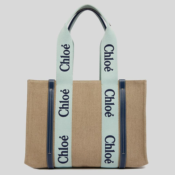 Chloe Woody Medium Tote Bag Green Blue CHC23AS383L1797S lussocitta lusso città