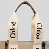 CHLOE Woody Medium Tote Bag White Blue CHC22AS383I2691J