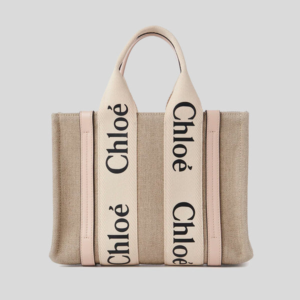 CHLOE Small Woody Tote Bag Cement Pink CHC22AS397I266J5 lussocitta lusso citta authentic