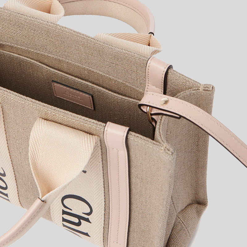 CHLOE Small Woody Tote Bag Cement Pink CHC22AS397I266J5