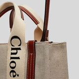 Chloe Small Woody Tote Bag White Brown CHC22AS397I2690U