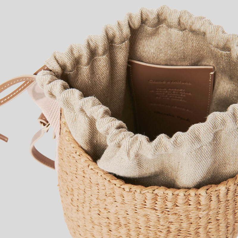 CHLOE Small Woody Basket In Natural Fibers Blush Beige CHC23AS381L18