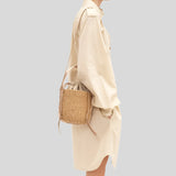 CHLOE Small Woody Basket In Natural Fibers Blush Beige CHC23AS381L18