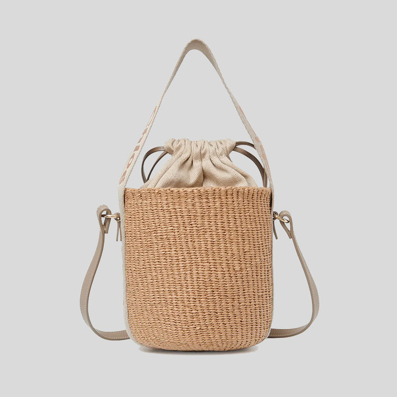 CHLOE Small Woody Basket In Natural Fibers Vintage Khaki CHC23AS381L18