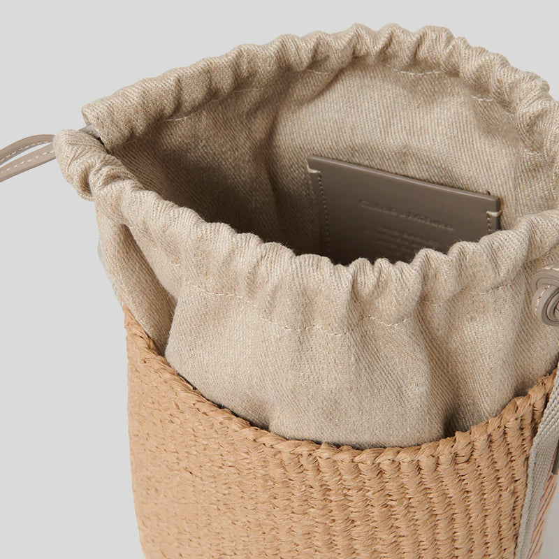 CHLOE Small Woody Basket In Natural Fibers Vintage Khaki CHC23AS381L18