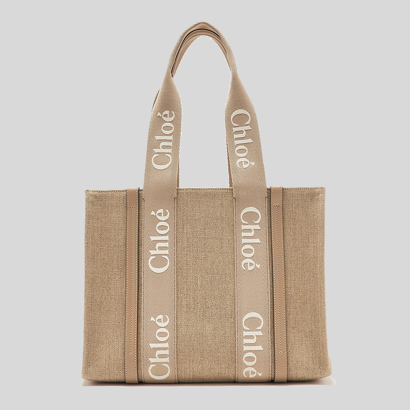 CHLOE Woody Medium Tote Bag Boyish Brown CHC23AS383L1720E lussocitta lussocitta