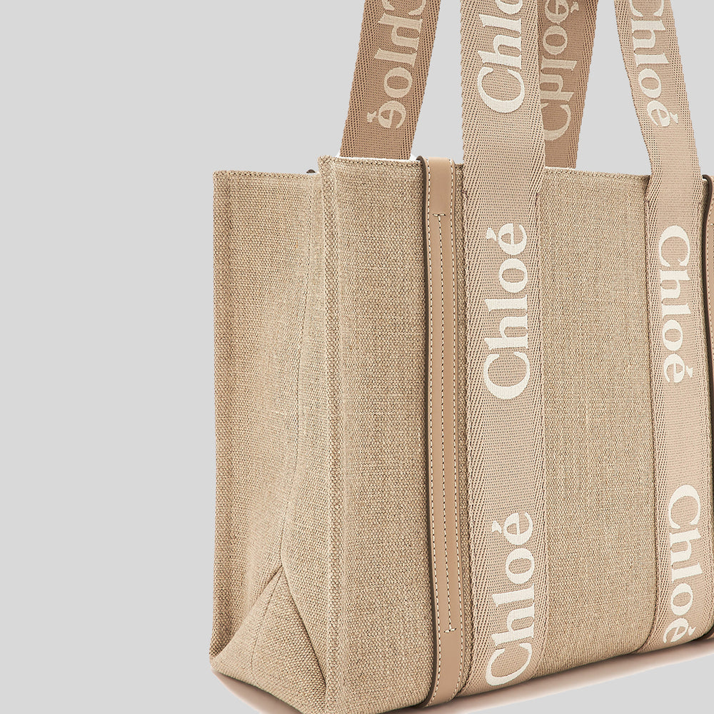 CHLOE Woody Medium Tote Bag Boyish Brown CHC23AS383L1720E