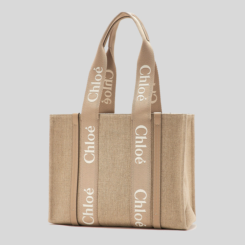 CHLOE Woody Medium Tote Bag Boyish Brown CHC23AS383L1720E