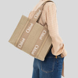 CHLOE Woody Medium Tote Bag Boyish Brown CHC23AS383L1720E