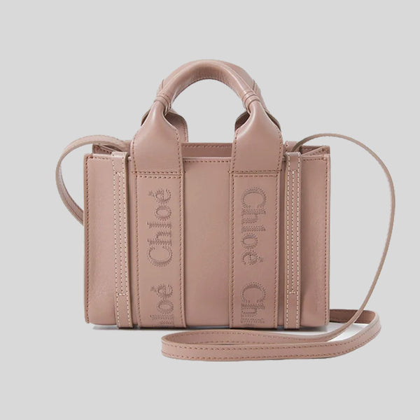 CHLOE Mini Woody Tote Bag In Smooth Calfskin Woodrose CHC23UP237I60 lussocitta lusso cittaCHLOE Mini Woody Tote Bag In Smooth Calfskin Woodrose CHC23UP237I60 lussocitta lusso citta