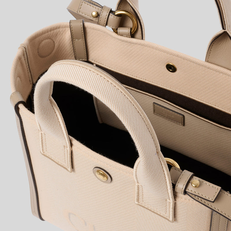 CHLOE Small Chloe Carry Tote Bag In Canvas Blushy Beige CHC25SS911O6526Y