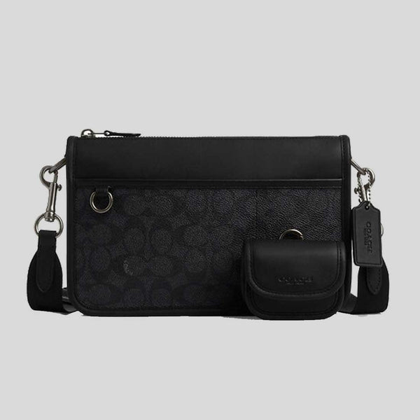 COACH Heritage Convertible Crossbody In Signature Canvas Charcoal/Black CW373