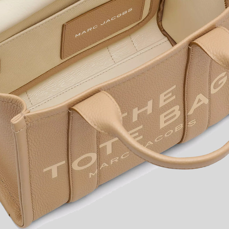 Marc Jacobs Leather The Tote Small Traveler Tote Bag Camel H009L01SP21