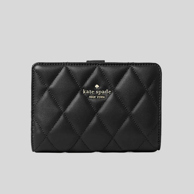 Kate Spade Carey Medium Compartment Bifold Wallet Black KA591 lussocitta lusso citta