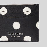 KATE SPADE Morgan Sunshine Dot Card Case Wristlet Black Multi KF565