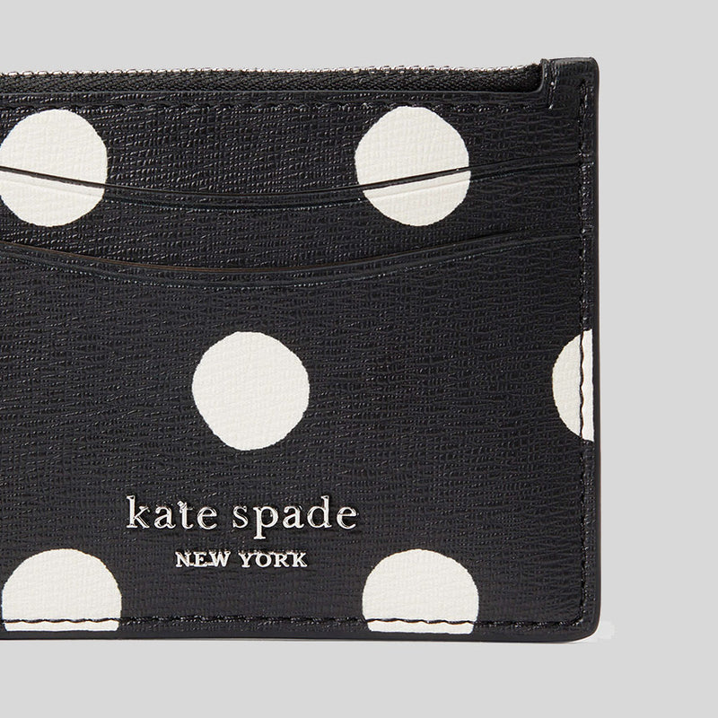 KATE SPADE Morgan Sunshine Dot Card Case Wristlet Black Multi KF565